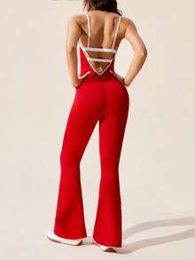 Gameset SHEIN Sport 女士健身瑜伽连体裤，时尚条纹街头运动服 - 彩色 - 查看 5