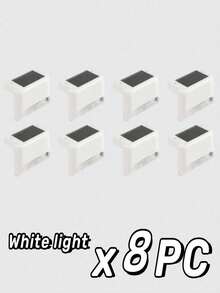 4 件/8 件/12 件/16 件户外太阳能装饰灯、1 个 LED 白光/暖光、甲板灯 - 黑色/白色外壳、壁灯、户外花园栅栏灯、景观露台太阳能楼梯灯万圣节圣诞节感恩节礼物