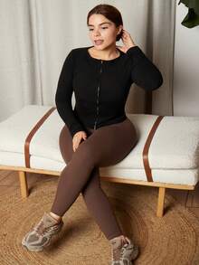 Lupita Cardoza Zip Through Crew Neck Long Sleeve Top Casual Vacation Airport Holiday Cute Back To School Fall Autumn Winter