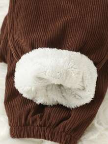 SHEIN Genkimix Kids 1pc Tween Boys' Thermal Lined Corduroy Pants, Versatile Winter Bottoms - Coffee Brown - View 5