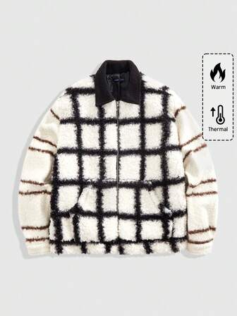 Street Life Men's Casual Patchwork Plaid Overcoat, Autumn/Winter