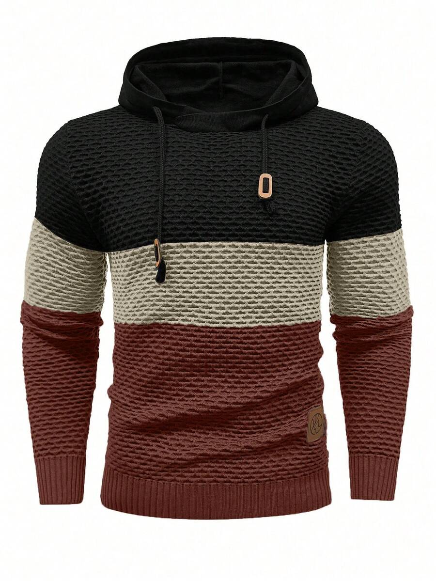 Manfinity Homme Áo hoodie nam dài tay phối nhiều màu sắc, kiểu dáng vừa vặn, có họa tiết, thích hợp cho thể thao năng động. - Nhiều màu - Xem 1