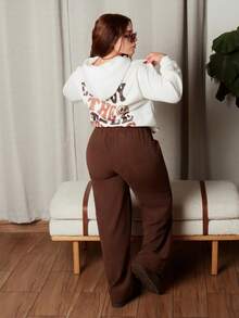 Lupita Cardoza 女式秋季街头时尚休闲复古灯芯绒纹理长裤 - 棕色 - 查看 6