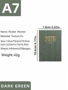 1 Sổ kế hoạch A7 2026 tiếng Anh, 64 tờ (128 trang), lịch tuần mỏng, lịch kế hoạch hàng ngày 365 ngày, sổ tay mini bỏ túi A7, bìa da PU, đồ dùng văn phòng, sổ kế hoạch, đồ dùng học tập, đồ dùng chuẩn bị năm học mới - Nhiều màu - Xem 17