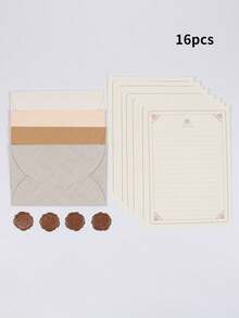 18 件/套浪漫雪景信封和文具套装，包括 4 个信封、8 张高级文具纸和 4 张封蜡，适用于学校、情书、贺卡和明信片。 - 信封套裝 - 查看 12