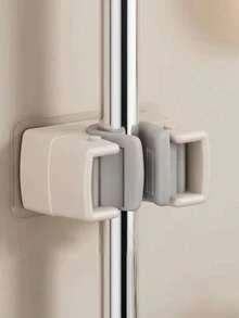 1/3pcs Wall Mounted Mop And Broom Holder, Contemporary Style Plastic Organizer Clamp, No-Drill Strong Adhesive Storage Solution For Bathroom And Kitchen, Utility Hooks - Multicolor - View 9