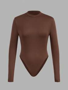Slaydiva 3pcs/Set Bodysuit Lengan Panjang Kerah Tinggi Minimalis Kasual Ukuran Plus, Cocok untuk Musim Gugur/Musim Dingin - MultiWarna - View 4