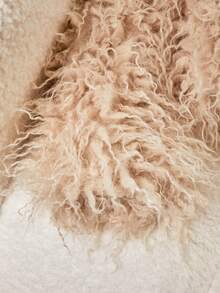 SHEIN Elegant Casual Faux Fur Jacket For Teen GirlVersatile For Autumn/Winter Outings, Walks, Shopping, Commuting, Can Be Paired With Long Sleeve Sweaters, Pants - Apricot - View 3