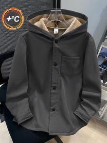 SHEIN 男童休闲韩版可爱胸贴袋保暖内衬梭织外套 - 灰色 - 查看 5