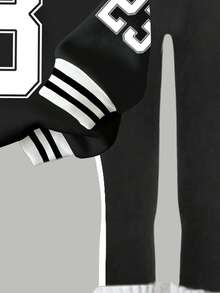 2pcs/Set Teen Girl Sports, Street, Back To School, Casual, College, Basketball Style Black Minimalist Numeric 23 Print Hoodie Sweatshirt And Leggings, Fashion Athleisure, Collegiate, Street Style, Contrast Color, Comfortable Long Sleeve, Suitable For Autumn/Winter Baseball Clothes Teen Set 2 Piece Set Biker Set 23 Print Clothes