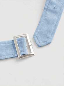 SHEIN MOD 休闲优雅女士连衣裙，办公室女士服装 - 藍色 - 查看 4