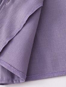 SHEIN فستان قصير بدون أكمام مع جاكيت قصير مزين بأزرار 3D على شكل زهرة، أنيق وأنثوي وجذاب للفتيات الصغيرات - ارجواني فاتح - مشاهدة 8