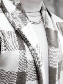 Manfinity CasualCool Men's Casual Plaid Lapel Long Sleeve Jacket, Autumn/Winter