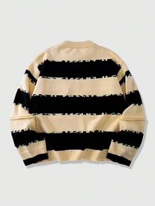 ROMWE MEN Goth Herren Pullover mit Totenkopf- und Spinnen-Muster, Rundhals-Ausschnitt, Langarm-Oberteil