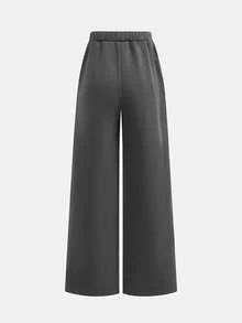 SHEIN 2件套休闲百搭校园运动图案灰色连帽衫，适合少女 - 灰色 - 查看 6