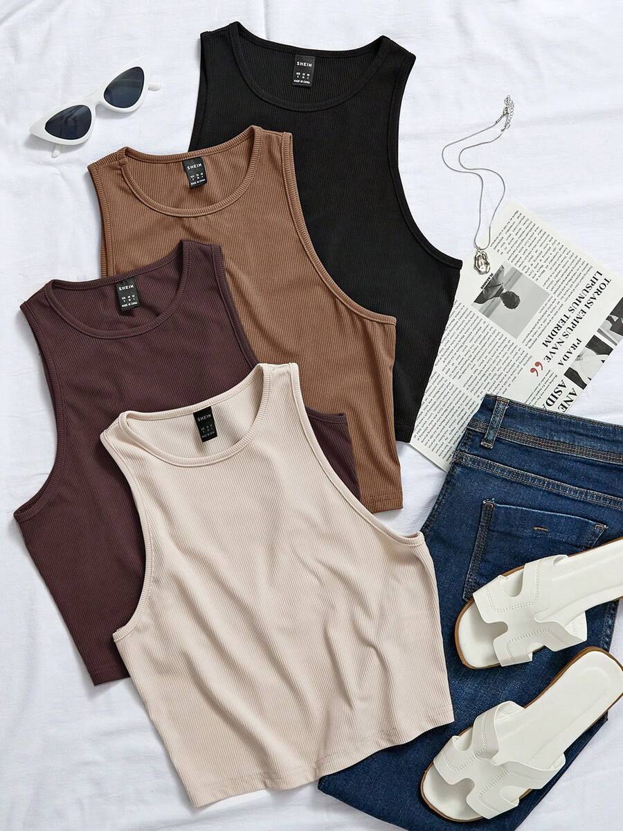 Chiquease 休闲纯色背心，夏季百搭