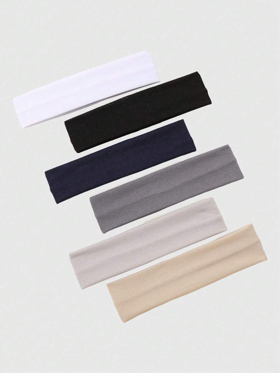 ROMWE Kawaii 6 piezas Diademas elásticas de unicolor, adecuadas para deportes y uso casual - 6pcs/set - Ver 1