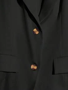 Franclia Black Autumn Elegant Office Women's 2 Pieces Sets,Elegant Commuter Solid Color Blazer & High Waist Skirt Suit,Professional Clothes Skirt Blazer Set - Black - View 4