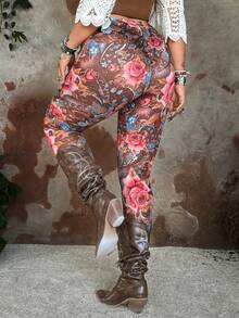 Whyspr 大码复古花卉印花紧身裤 - 彩色 - 查看 2