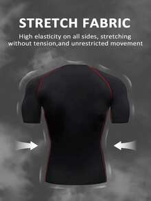 Manfinity Sport Corelite 3PCS Men's Contrast Color Print Slim-Fit Short Sleeve Athletic T-Shirt Gym Compression Shirt Graphic Compression Shirt Men Compression Tops Fitted Shirt Crew Neck Compression Shirt Men - White - View 2