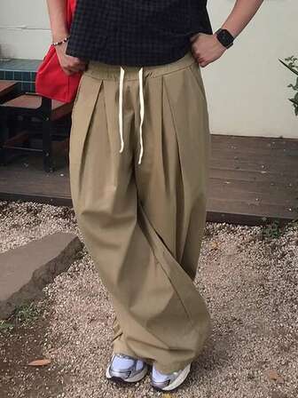 Street Life Pantaloni casual e versatili da uomo, a gamba ampia e di colore unito