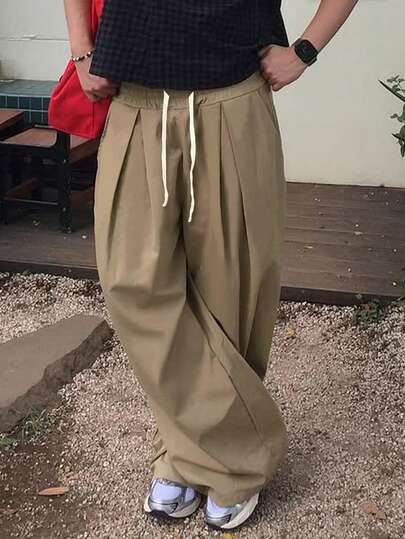 Street Life Pantalones anchos de unicolor versátiles y casuales para hombres