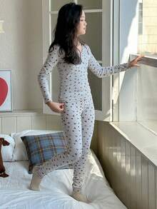 Dazy Kids Tween Girls V-Neck Ditsy Floral Knit Top And Pants Loungewear Set, Autumn - Grey - View 7