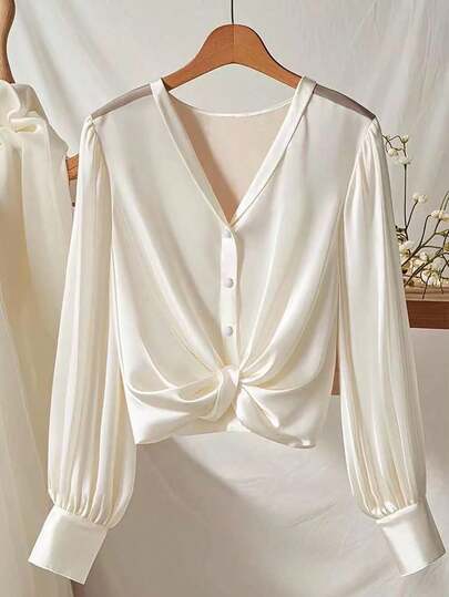 GlowEve CURVE Camisa casual de otoño tejida para mujer de talla grande