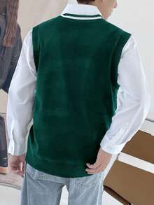 Claim Dot 男士秋冬休闲针织背心 - 綠色 - 查看 2