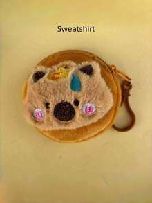 Mini kompakte Größe, weiches Plüschmaterial, sicherer Reißverschluss, Design mit Braunem Capybara-Muster, Münzbörse/Geldbeutel für Erwachsene, Unisex, für den täglichen Gebrauch, Reise-Accessoire, Geschenkidee, Geburtstag, Weihnachten, süßes Tiermotiv, Kawaii-Stil, Modeaccessoire