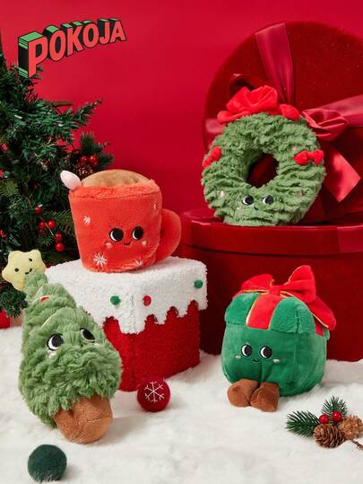 Cute Personified Smiling Face Mug Christmas Tree Wreath Gift Box Plush Toy Holiday Decoration Christmas Gift