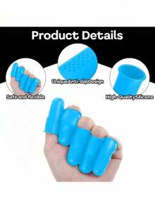 3 件硅胶手指保护套、手指保护套、热胶手指保护套、硅胶顶针、热胶手指保护套、指尖垫握把，适用于 DIY 金钱计数、整理、书写、分类任务、热胶和运动游戏（蓝色）