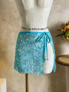 Swim SXY Vestido de cubrimiento con lentejuelas brillantes para mujer Bellisia-D, primavera/verano - Azul - Ver 4