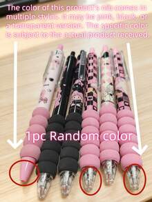 SHEIN 1pc,6pcs/Set, Sweetheart Gel Pen, Soft Pen, Ins Style, Highly Attractive ST Head, Quick Drying Brush Pen, Black Girly Pen Back To School - one-size - View 7