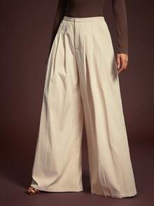 L'Amorae Pleat Front Casual Trouser Office - Khaki - View 2