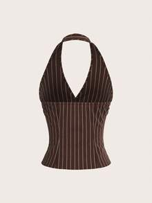 SHEIN Tall Chaleco delgado de mujer de algodón con cuello alto y una sola hilera de botones