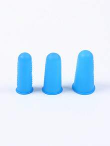 3 件硅胶手指保护套、手指保护套、热胶手指保护套、硅胶顶针、热胶手指保护套、指尖垫握把，适用于 DIY 金钱计数、整理、书写、分类任务、热胶和运动游戏（蓝色）