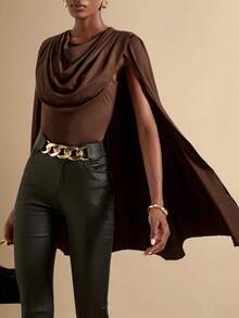 SHEIN Veneréa Top de cuello de cowl de ajuste ceñido de unicolor