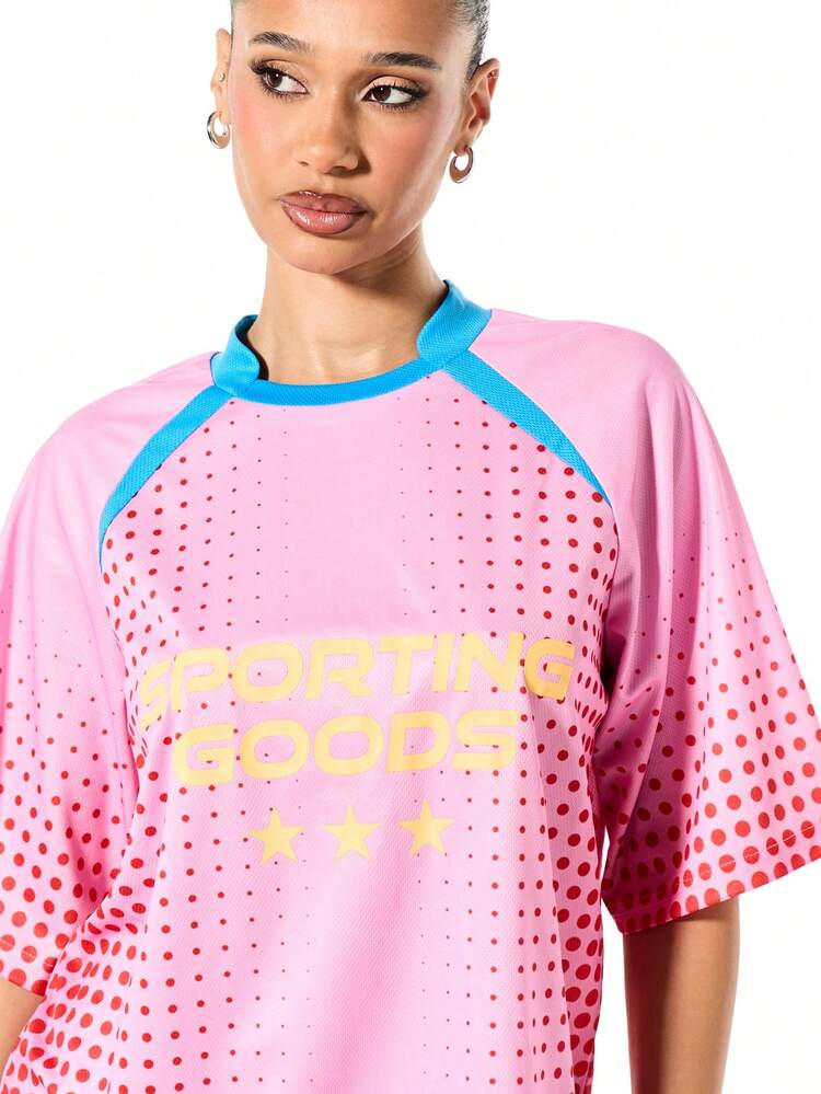 SUMWON WOMEN Oversized Polka Dot Raglan Top With Contrast Trim