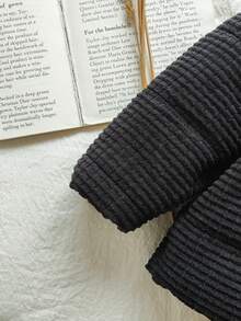 SHEIN Vintaside Kids Babygirl Baby GirlWinter Long Sleeve Hooded Jacket, Cute, Fashionable, Simple And Versatile Design, Perfect For Outdoor Travel, Providing Sufficient Cold Protection, Stylish And Practical - Black - View 4