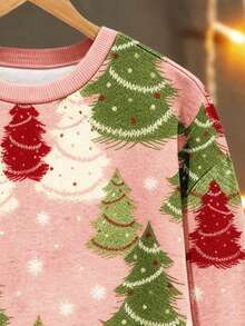 EMERY ROSE Sudadera de cuello redondo de manga larga regular con estampado digital con tema navideño, de estilo minimalista y de moda para mujer. Regalo para amigos, otoño/invierno