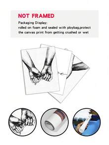 3Pcs/Set Hand In Hand Sweet Love Minimalist Home Decoration Wall Art Poster Canvas Print For Living Room Bedroom 3 Sizes Gifts Birthday Graduation - Multicolor - View 8