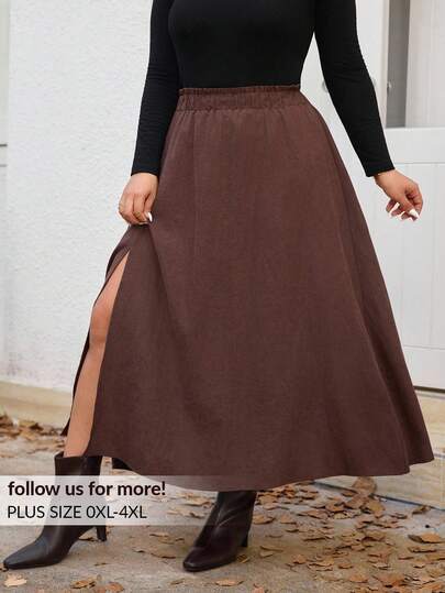 Lounesse 大码热带开叉花卉印花女式半身裙