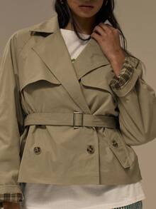 MUSERA Áo khoác dáng ngắn thắt eo, phong cách đường phố dễ thương, phù hợp lễ hội, trang trại, đồng quê, cổ điển, công sở, mặc hàng ngày mùa đông. - màu nâu - Xem 3