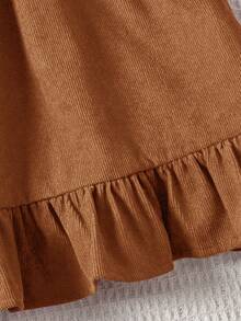 Emery Rose Kids Emery Rose Kids 女童灯芯绒拼接蕾丝彼得潘领长袖连衣裙，修身休闲A字连衣裙，秋冬新品，适合女童日常穿着、上学、秋冬季返校季。女童冬装，日常上学穿着，生日礼服，公主风服装。 - 鏽棕色 - 查看 8