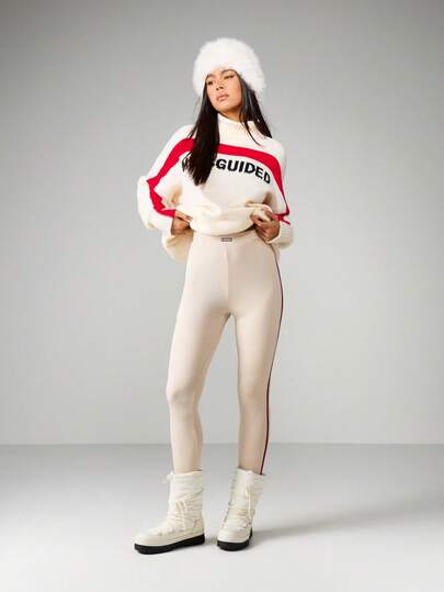 MISSGUIDED High Waisted Ribbed Leggings With Contrast Stripe Detail For Everyday Comfort