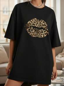 Pijama Tipo Playera, Ropa Cómoda para Dormir con Estilo Casual y Femenino. - Negro - Ver 2