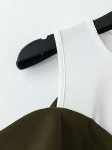 Franclia Áo sơ mi nữ tay dài hở vai phối màu 2 trong 1 - xanh quân đội - Xem 4