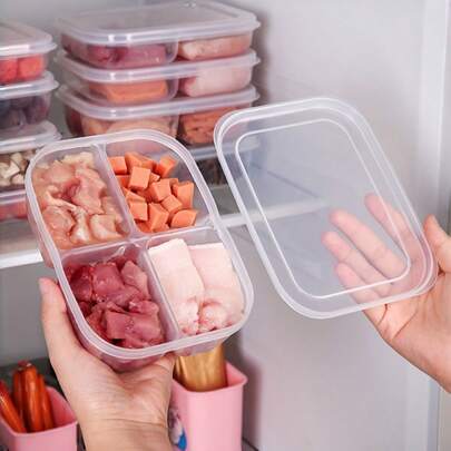 1 hộp đựng thực phẩm, hộp nhiều ngăn bằng nhựa PP màu trắng dùng trong nhà bếp