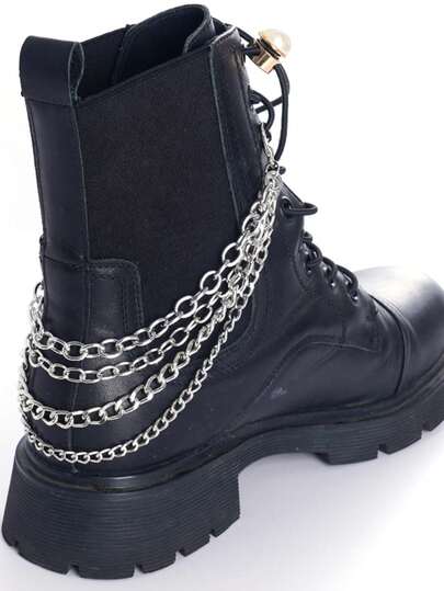 ROMWE Goth 1pc Punk Rock Multilayer Chain Decor For Boots, Suitable For Party, Music Festival, DIY